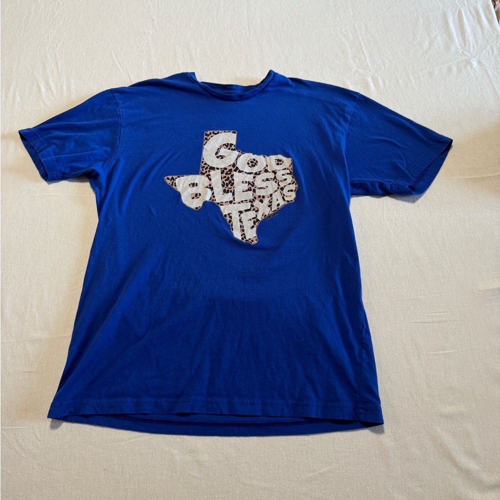Blue Graphic‎ T-Shirt with Texas Design women Size XL